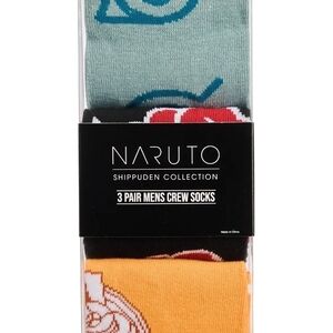 Bioworld Naruto Shippuden Collection Crew Socks - Black, Red, Yellow